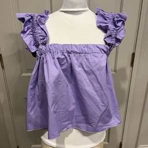 Monica Nera Medium Lilac Top Sleeveless Crop Ruffle Straps ADORABLE